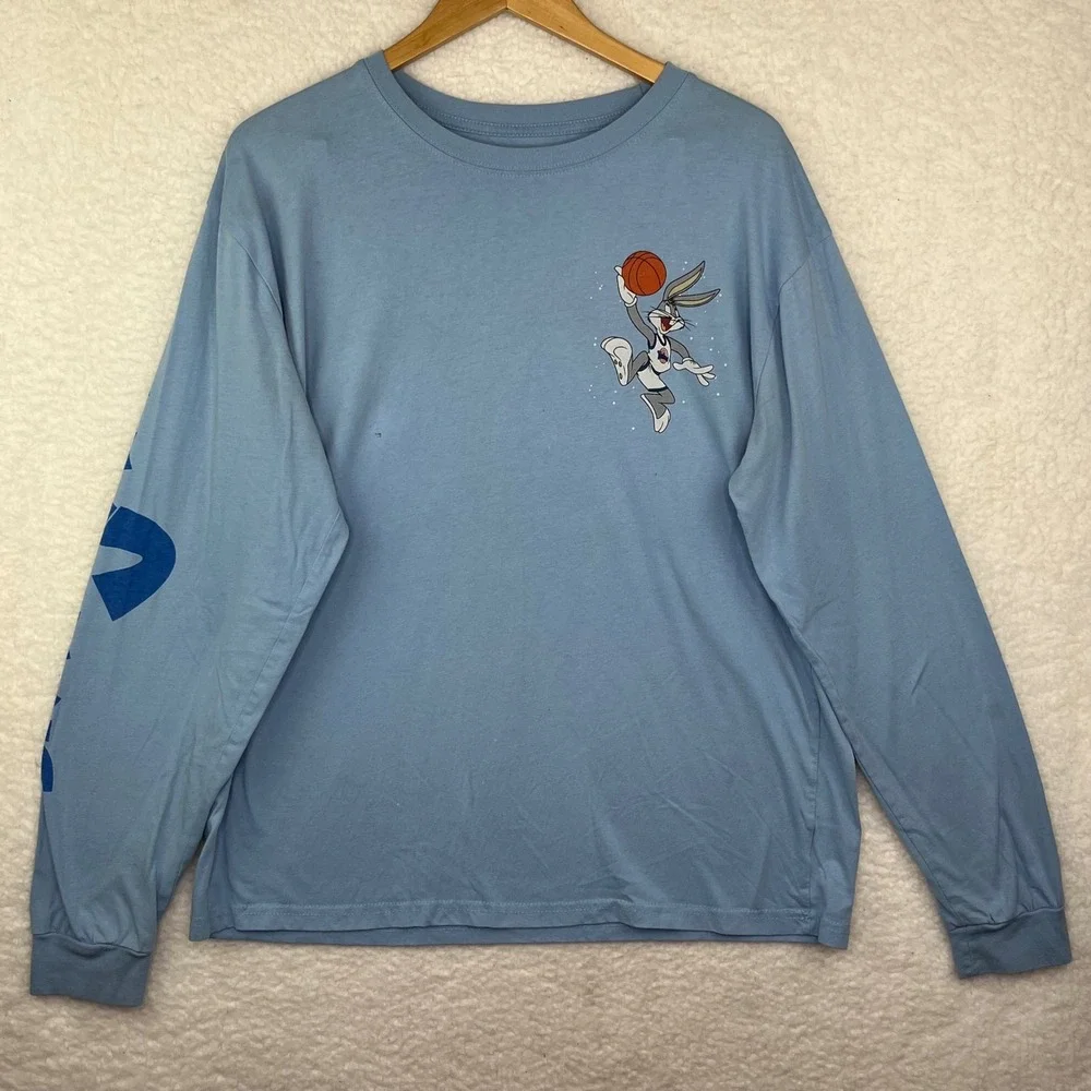 Space Jam Tune Squad Bugs Bunny Daffy Taz Long Sleeve‎ Shirt Blue Mens XL